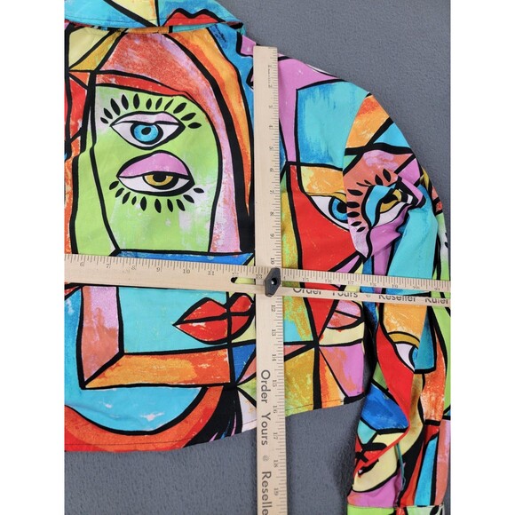 Live 4 Truth Shirt Womens Medium Abstract Art Button Down Crop Picasso Eye - Picture 13 of 15